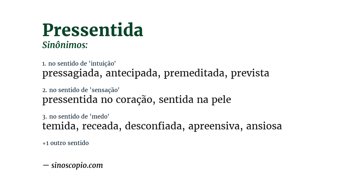 Sinônimo de pressentida