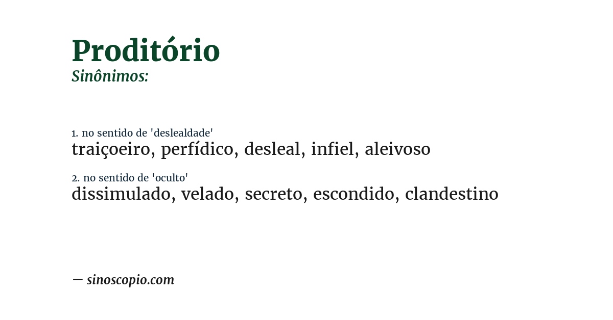 Sinônimo de proditório