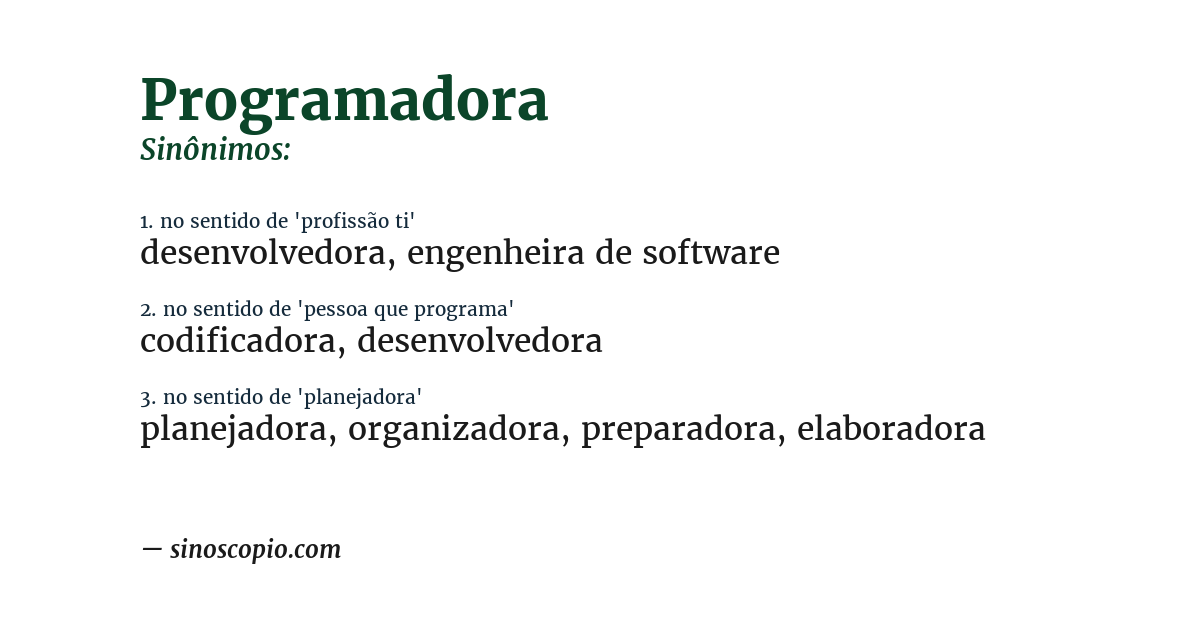 Sinônimo de programadora