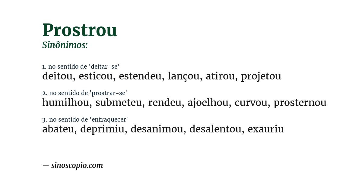 Sinônimo de prostrou