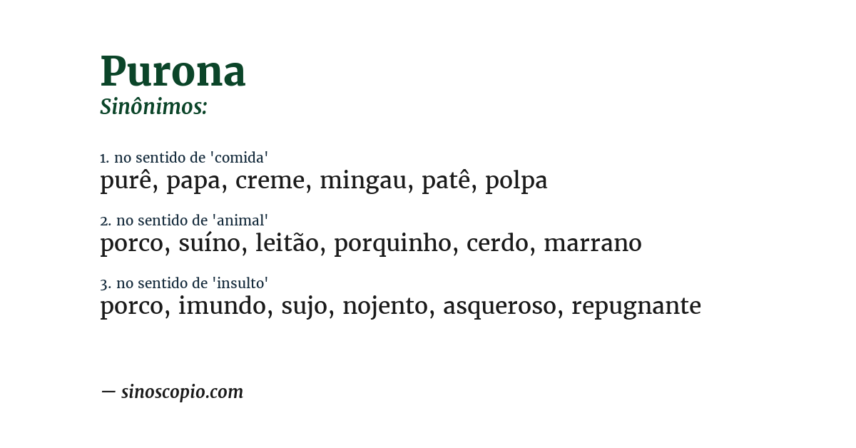Sinônimo de purona
