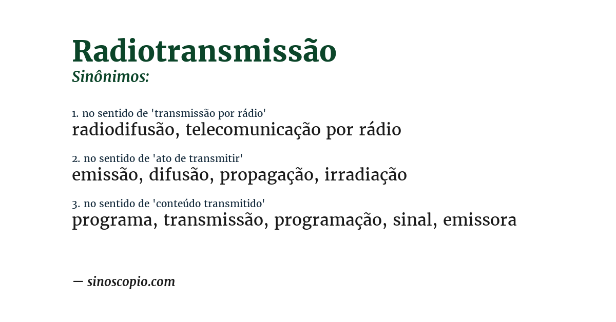 Sinônimo de radiotransmissão