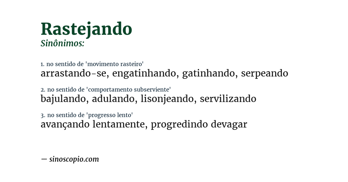 Sinônimo de rastejando