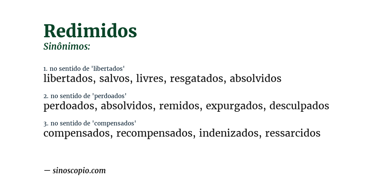 Sinônimo de redimidos