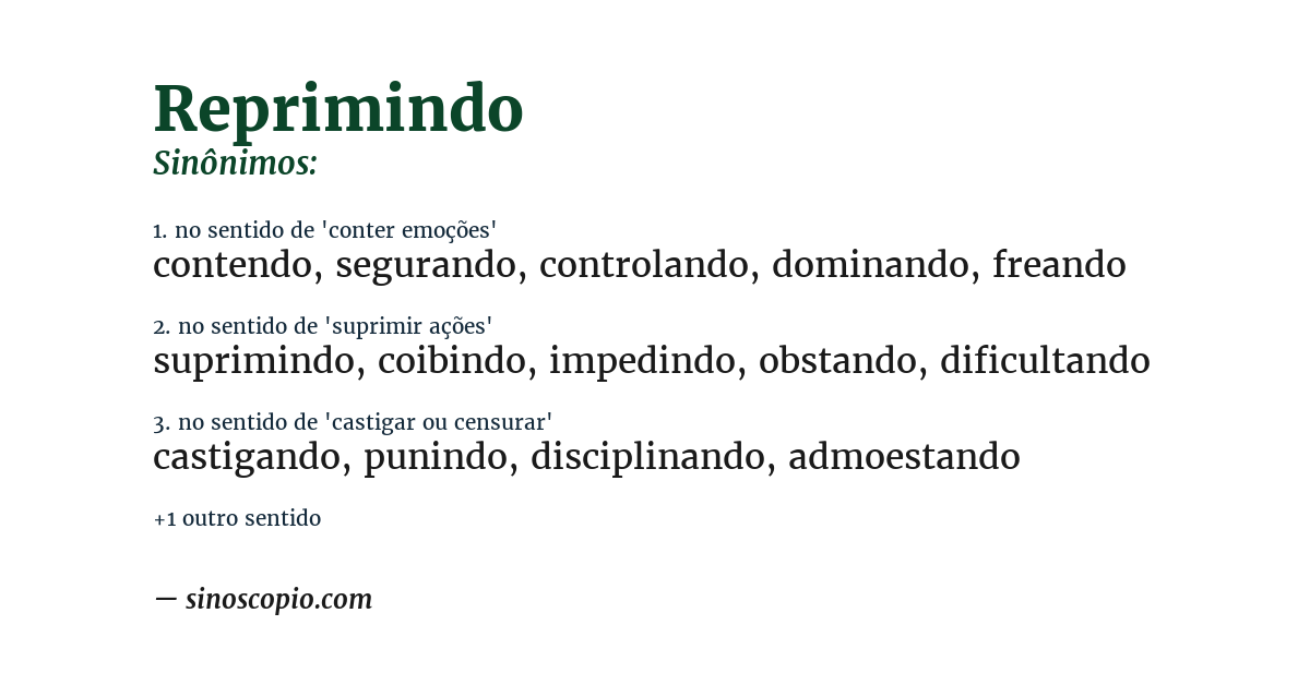 Sinônimo de reprimindo