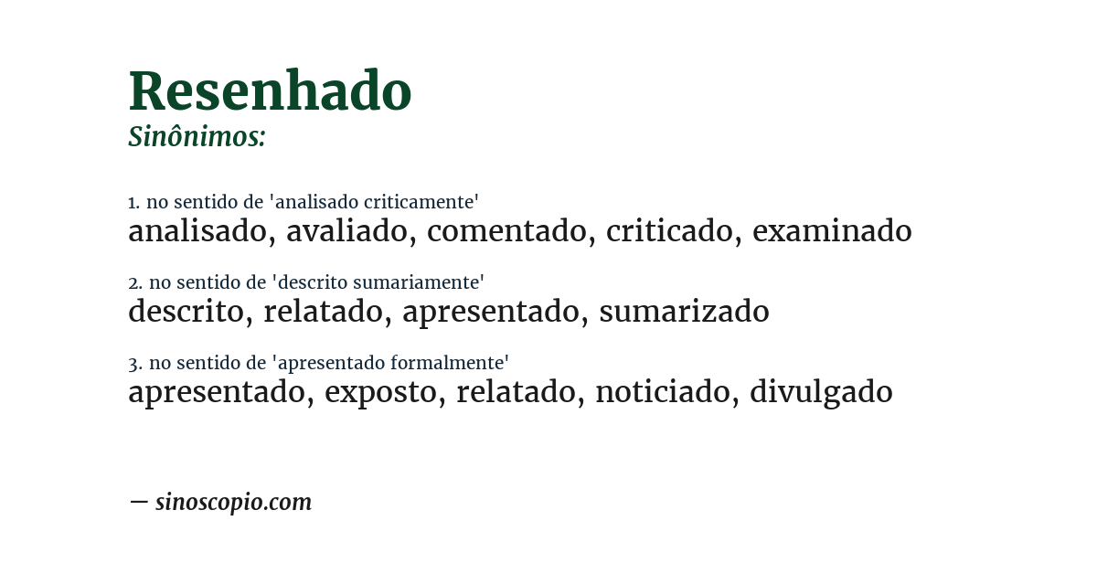 Sinônimo de resenhado