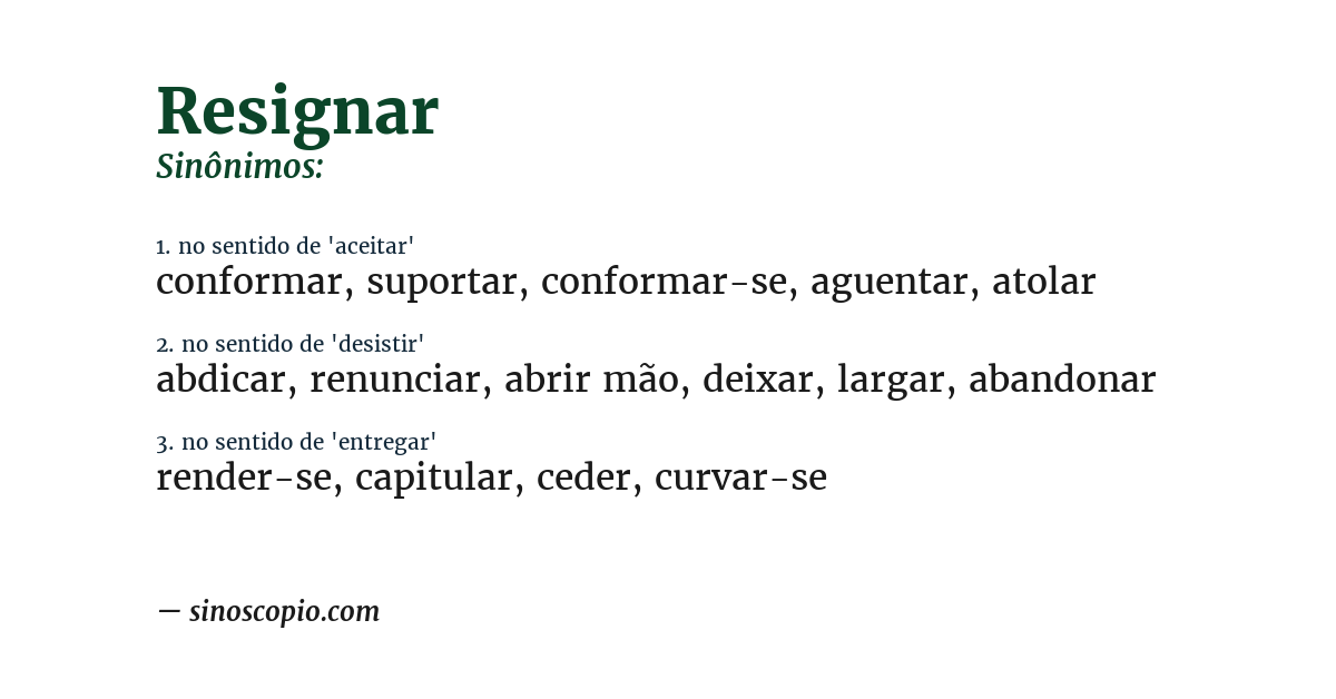 Sinônimo de resignar
