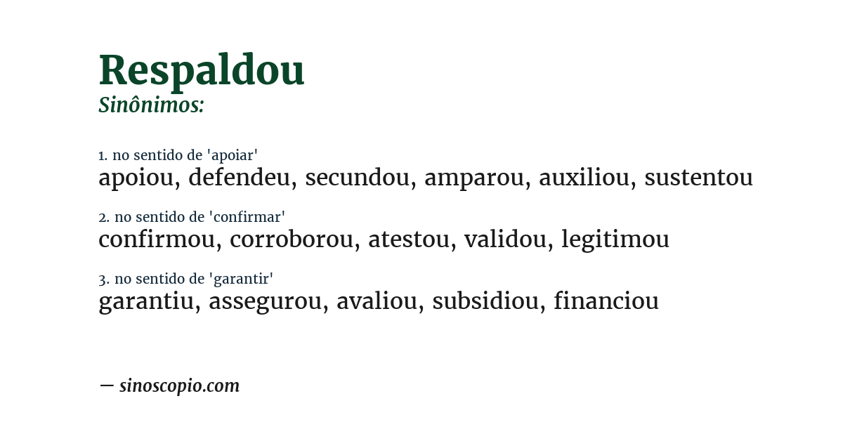 Sinônimo de respaldou