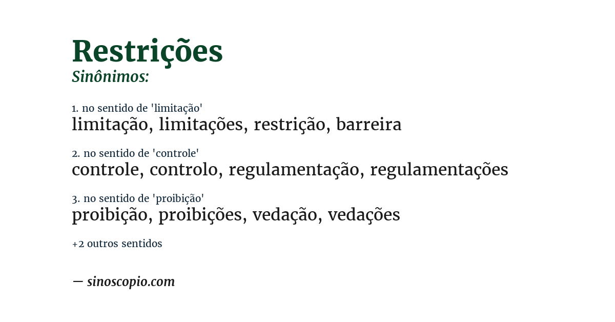 Sinônimo de restrições