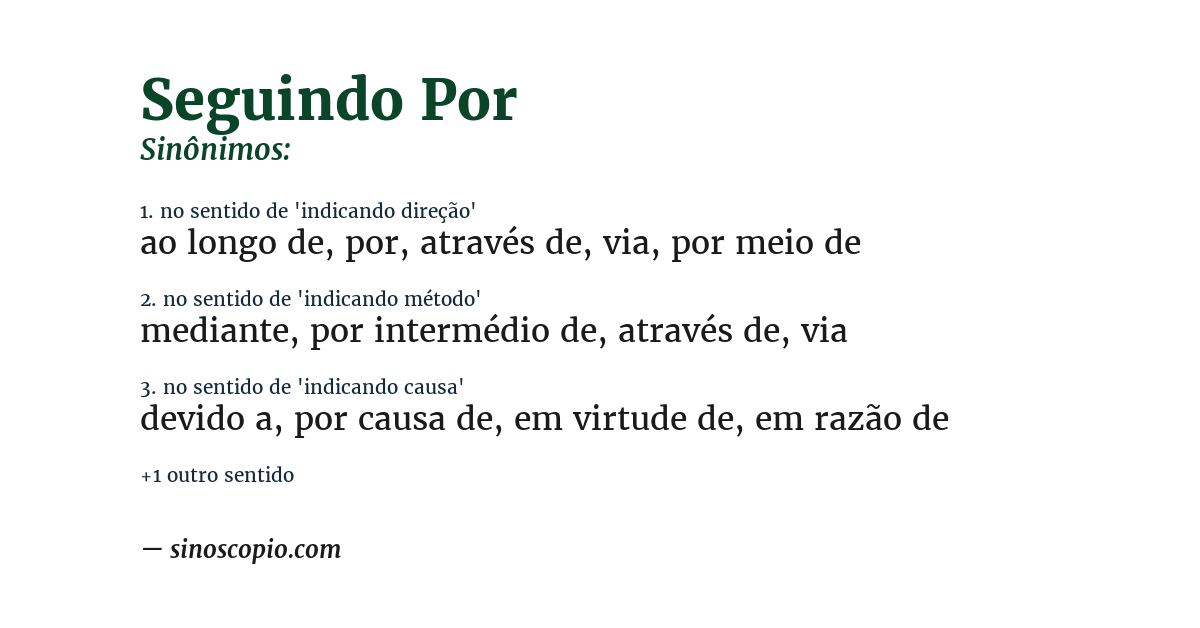 Sinônimo de seguindo por