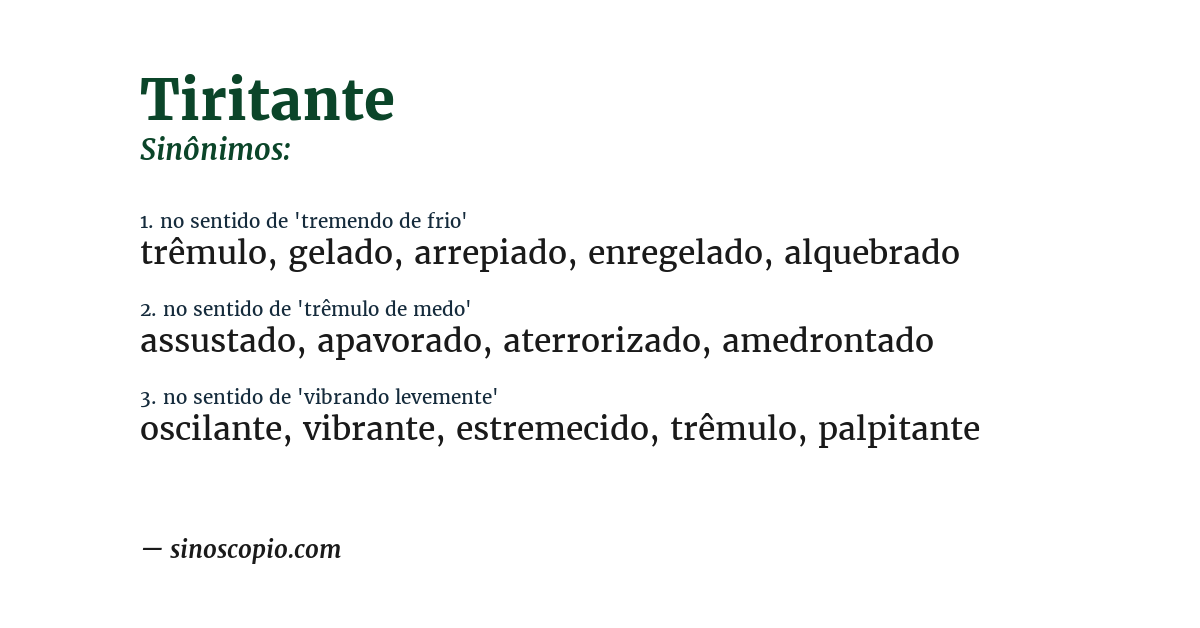 Sinônimo de tiritante