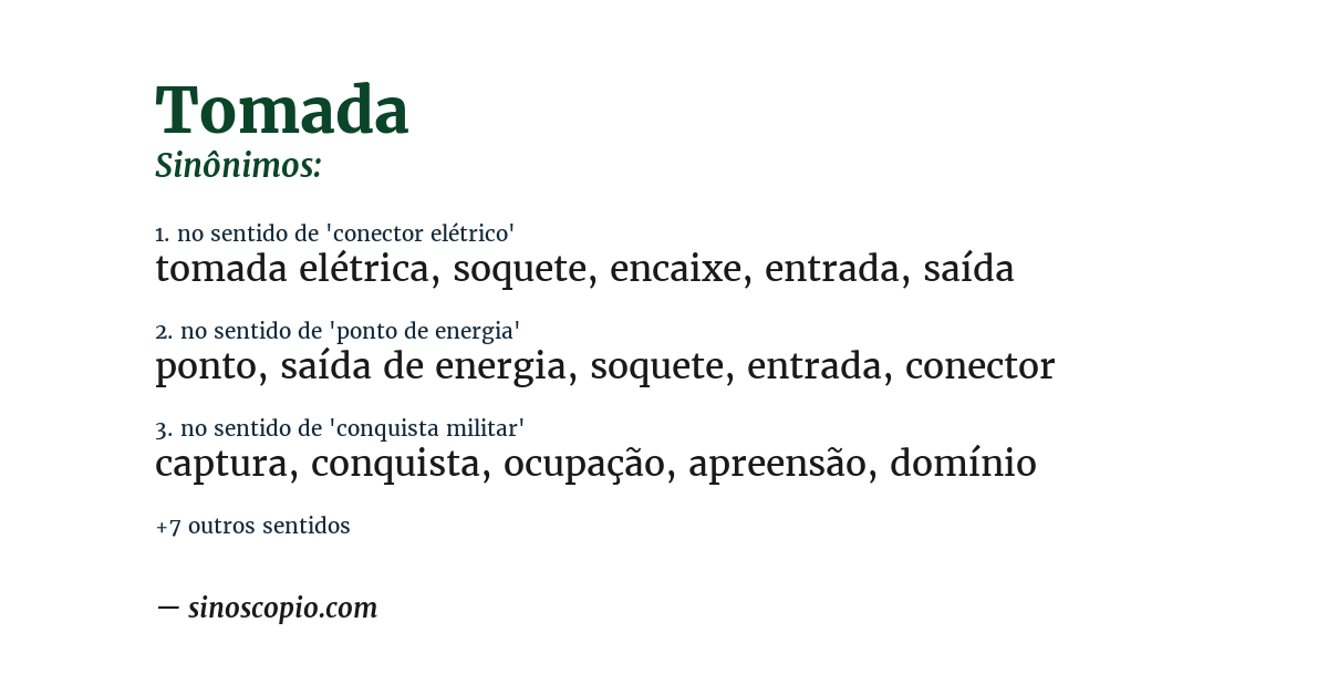 Sinônimo de tomada