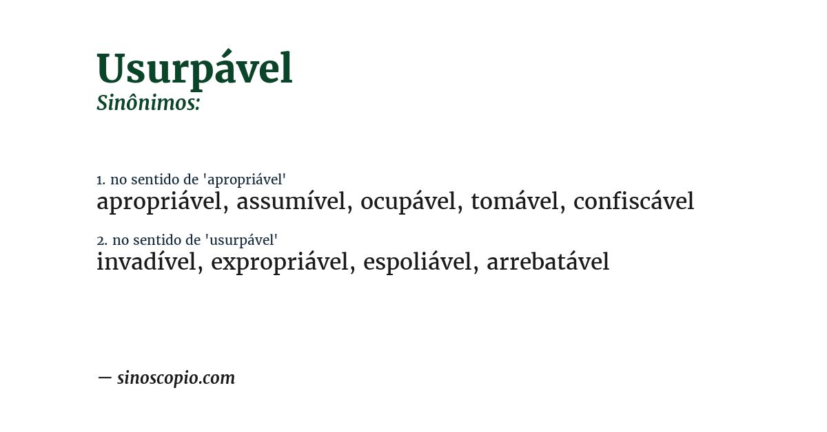 Sinônimo de usurpável