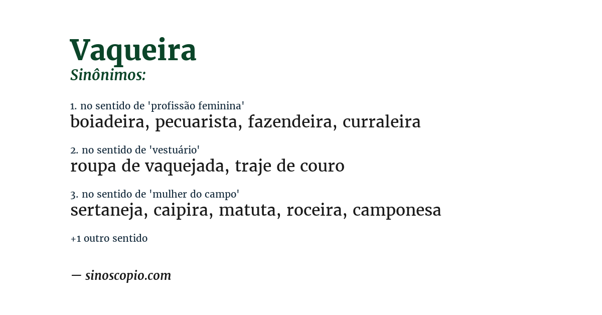 Sinônimo de vaqueira