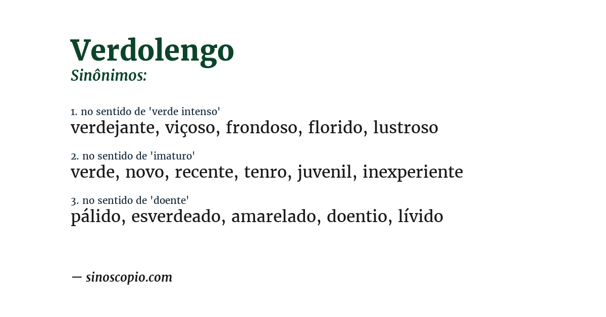 Sinônimo de verdolengo