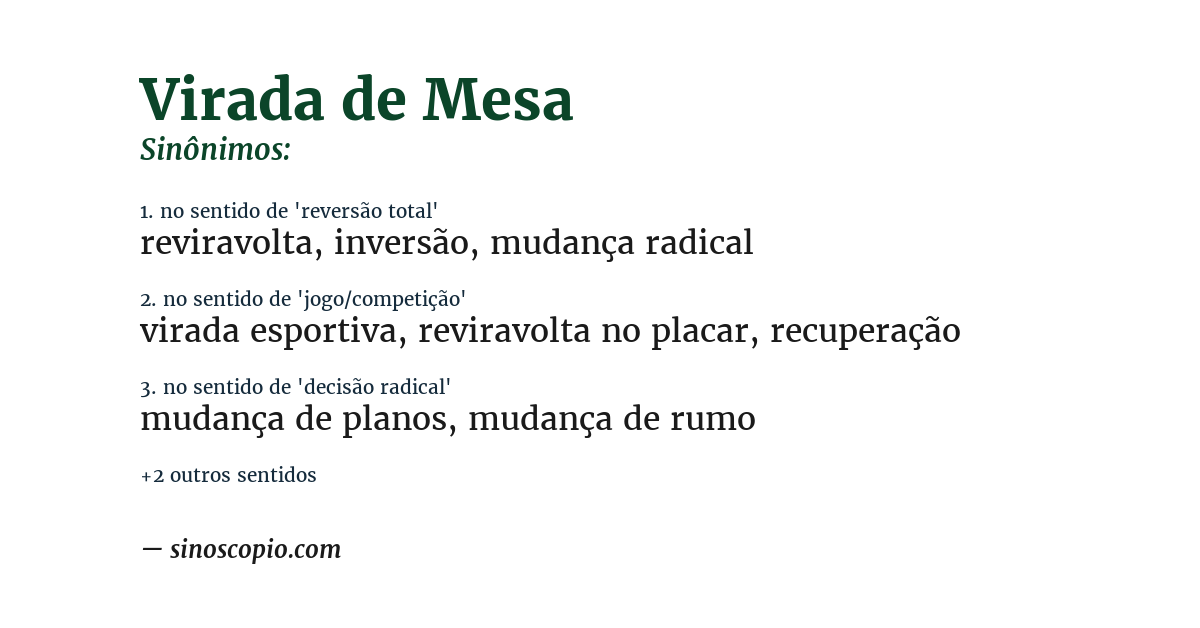 Sinônimo de virada de mesa