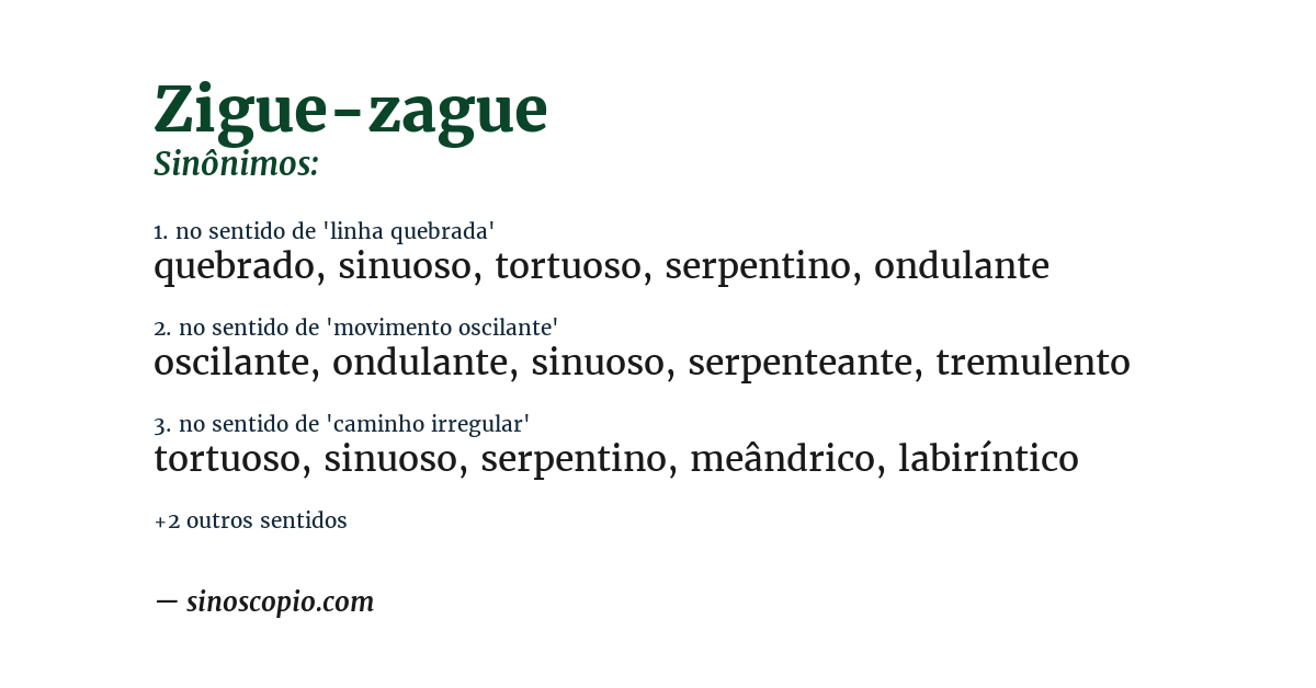 Sinônimo de zigue-zague