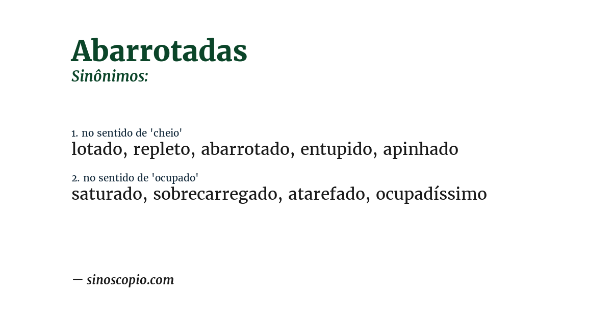 Sinônimo de abarrotadas