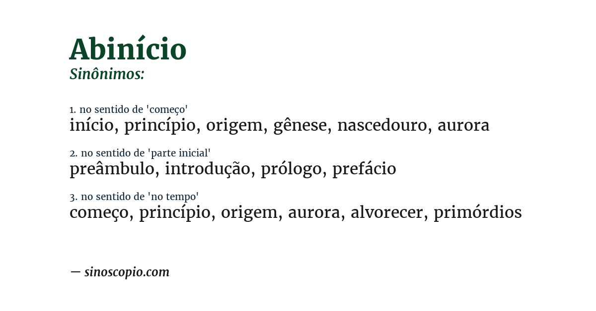 Sinônimo de abinício