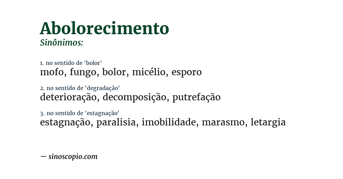 Sinônimo de abolorecimento