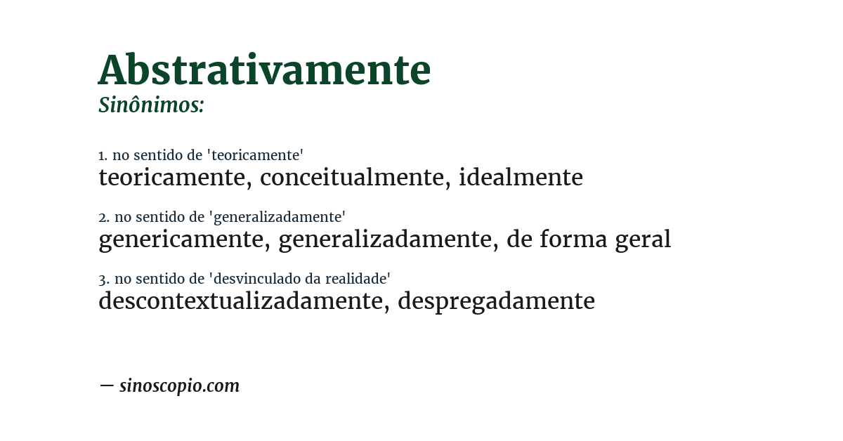 Sinônimo de abstrativamente