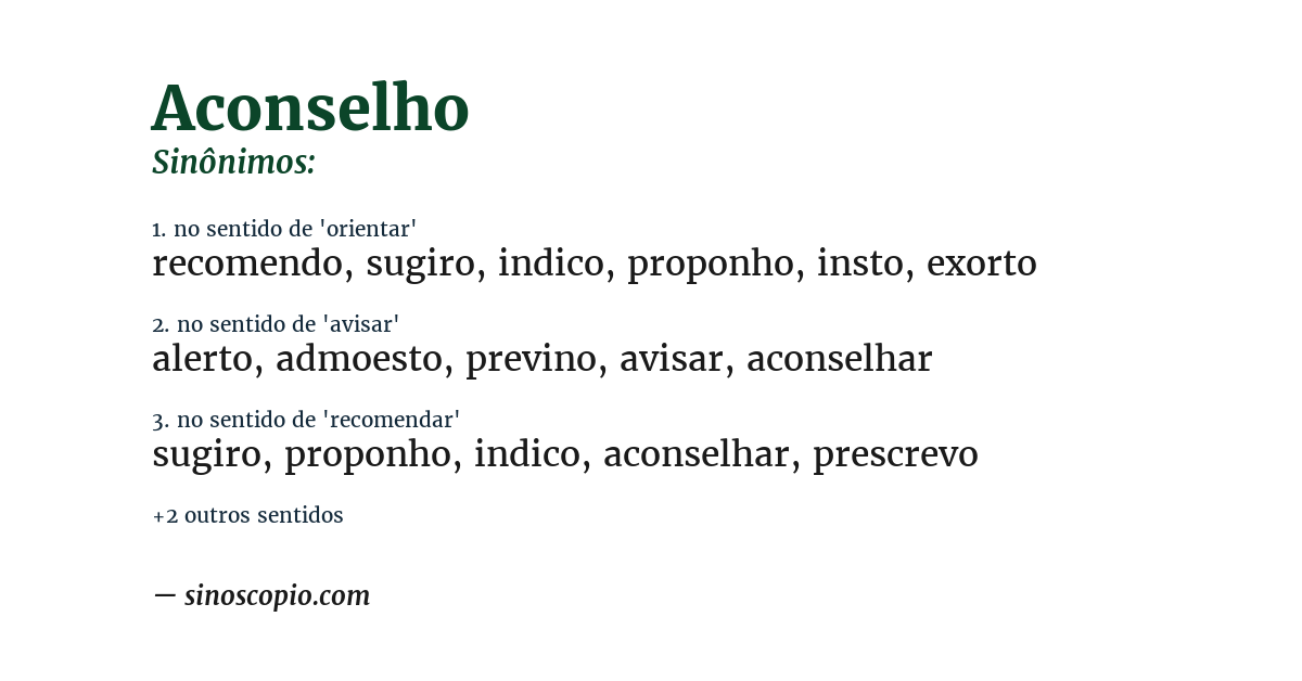 Sinônimo de aconselho