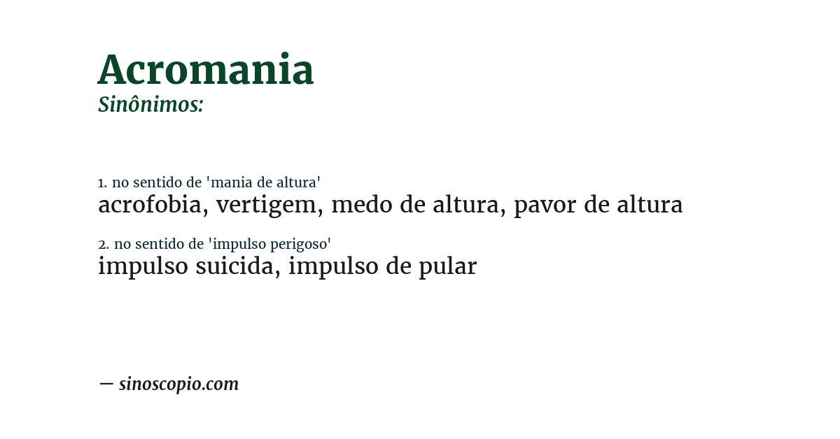 Sinônimo de acromania