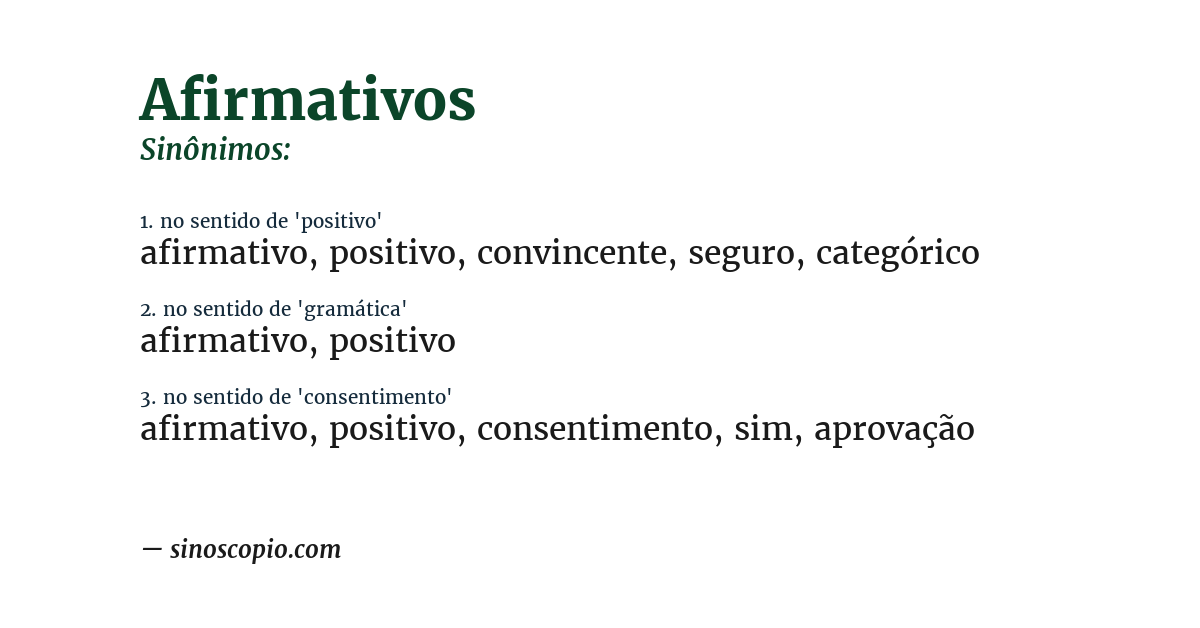 Sinônimo de afirmativos