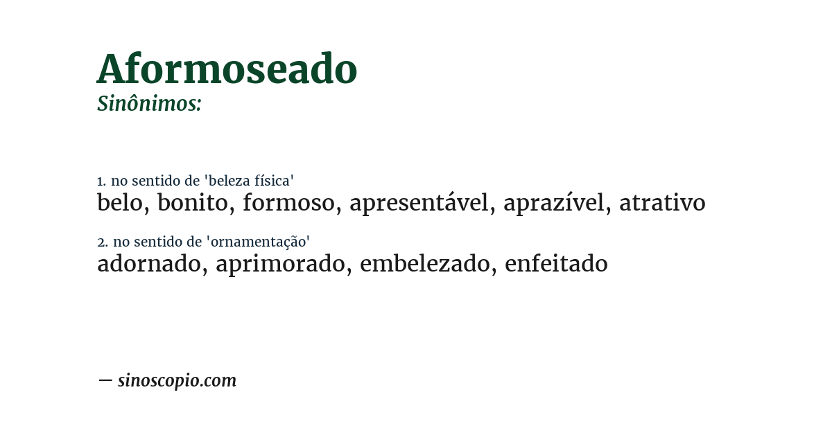 Sinônimo de aformoseado