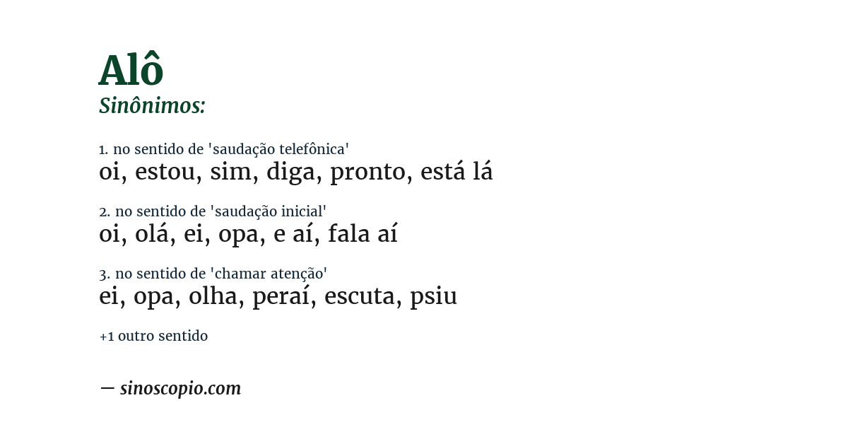 Sinônimo de alô