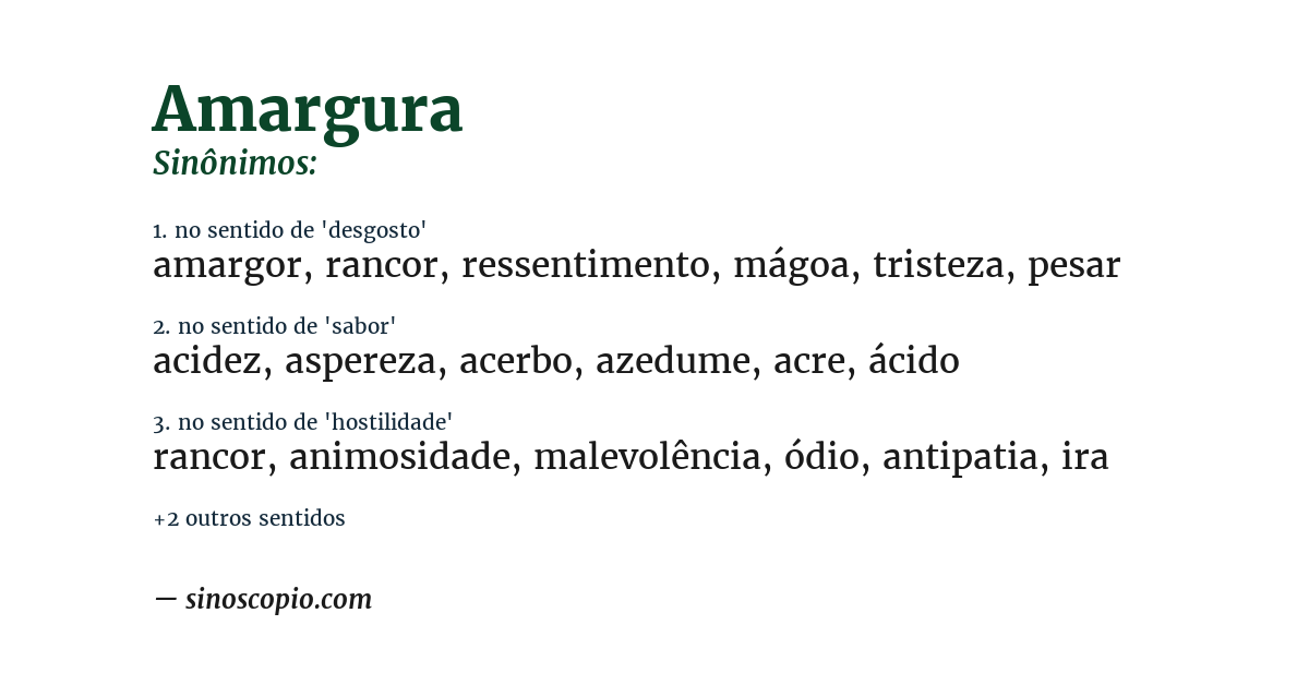 Sinônimo de amargura