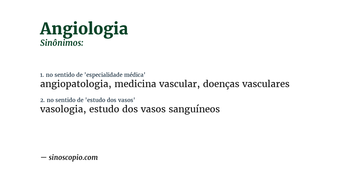 Sinônimo de angiologia