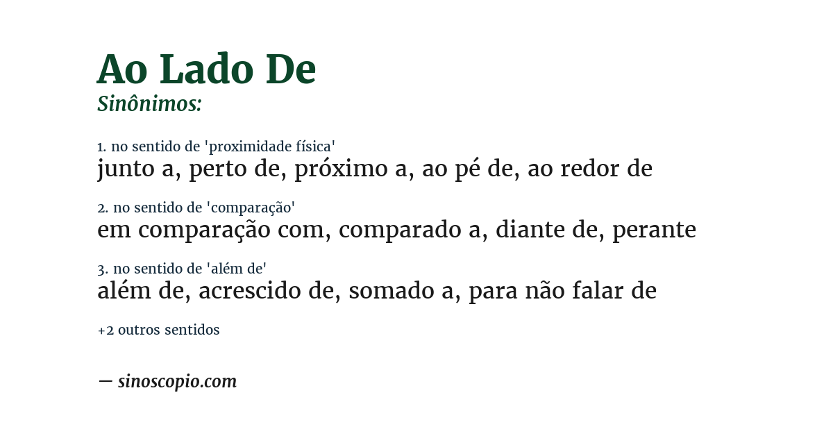 Sinônimo de ao lado de