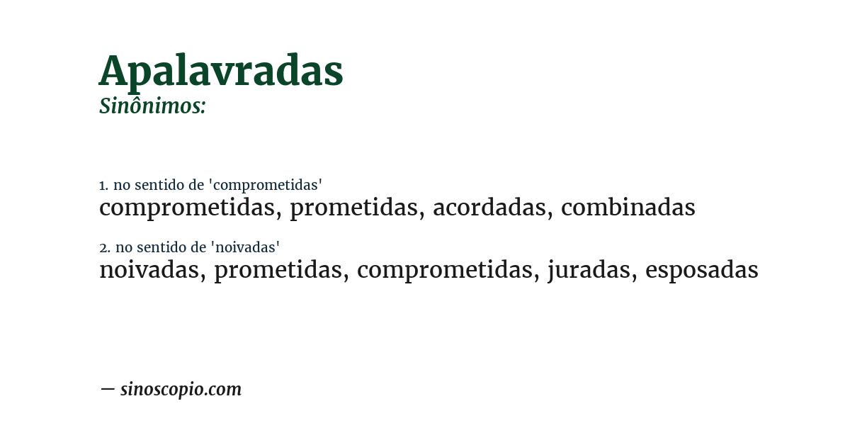 Sinônimo de apalavradas