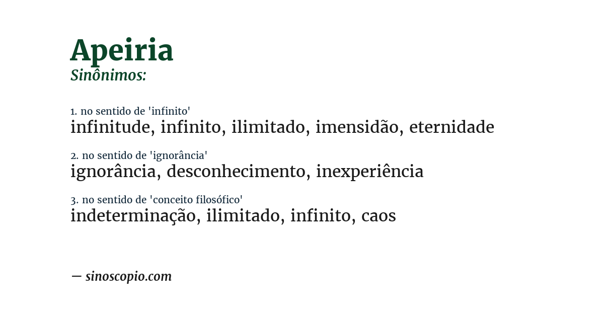 Sinônimo de apeiria