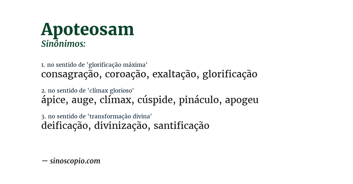Sinônimo de apoteosam