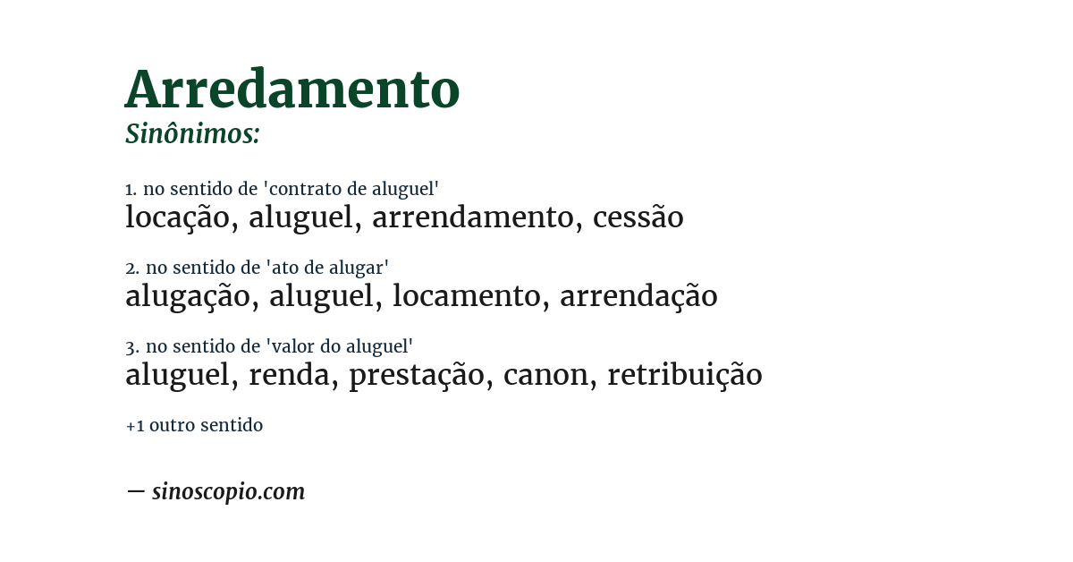 Sinônimo de arredamento