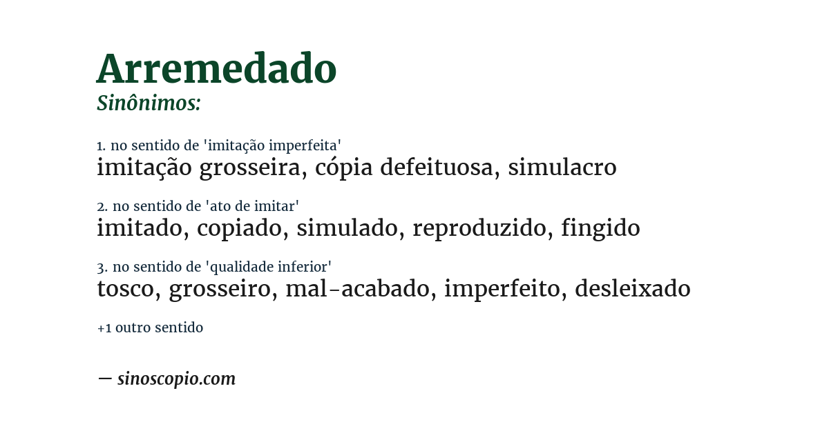 Sinônimo de arremedado