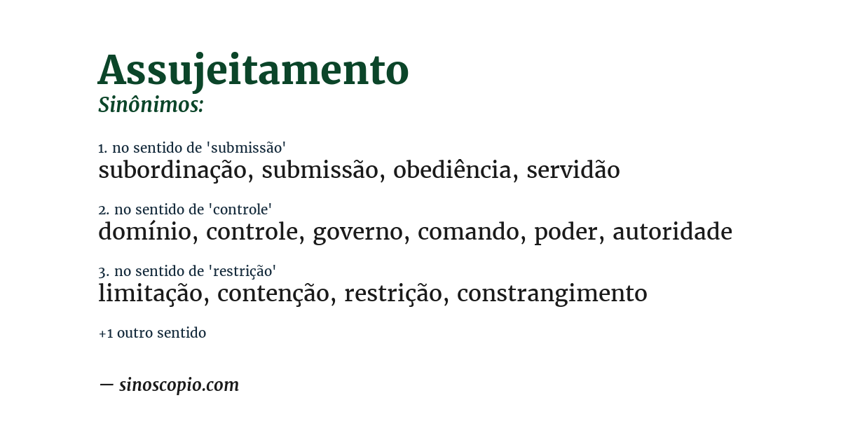 Sinônimo de assujeitamento