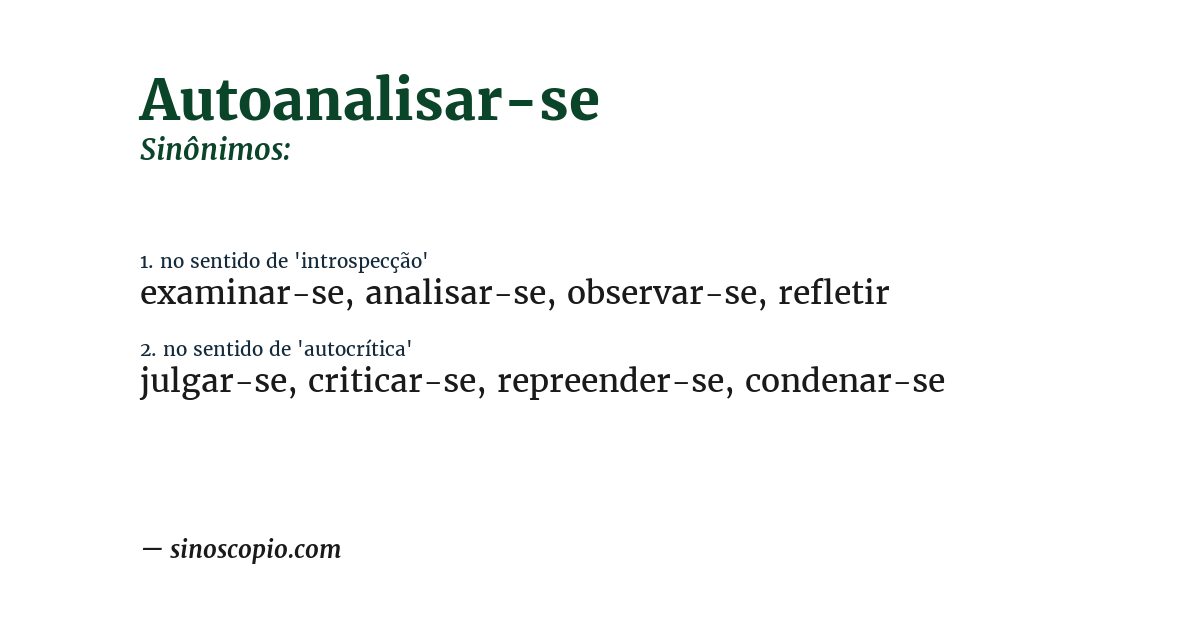 Sinônimo de autoanalisar-se