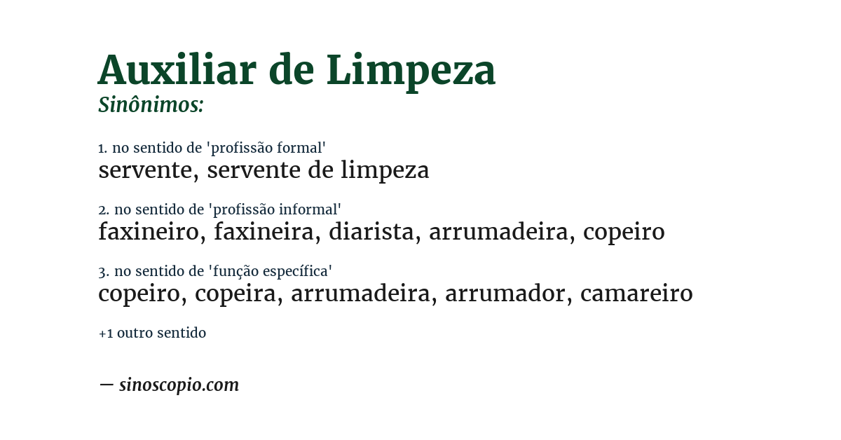 Sinônimo de auxiliar de limpeza
