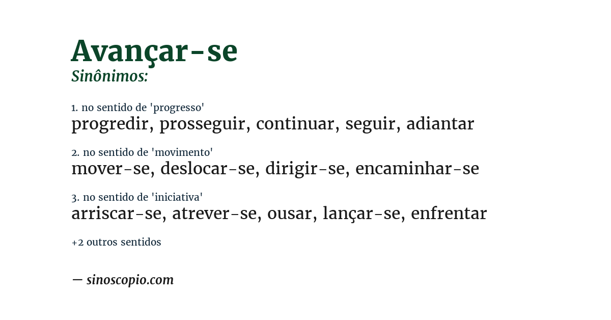 Sinônimo de avançar-se