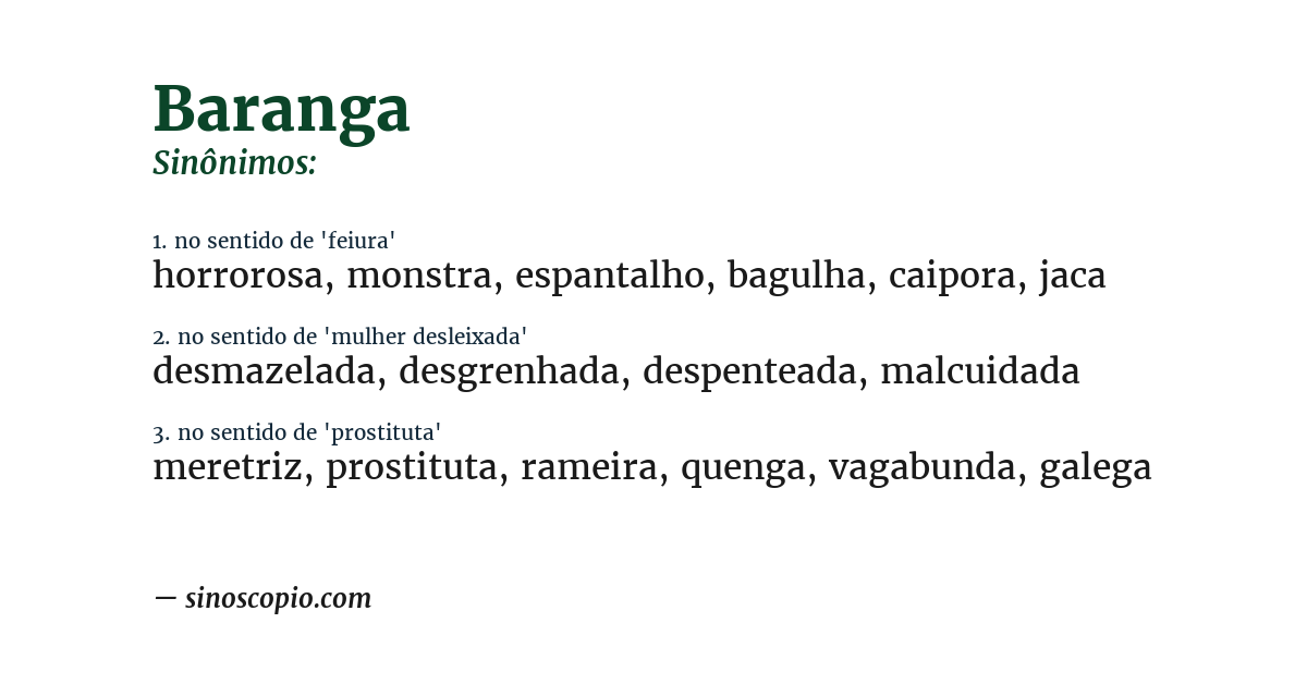 Sinônimo de baranga