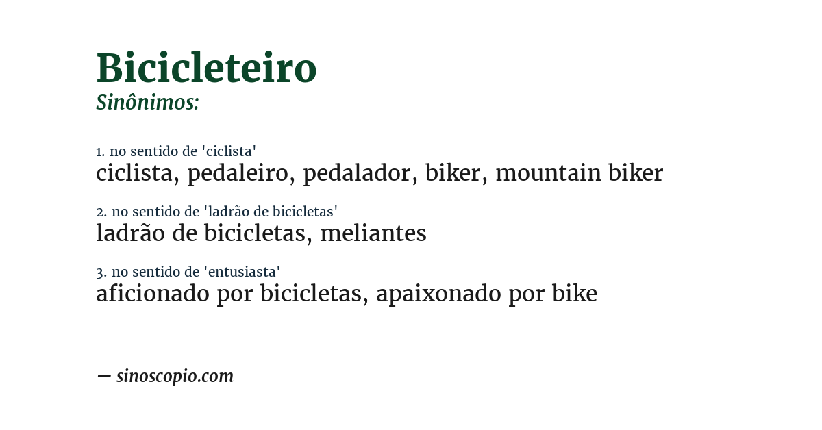 Sinônimo de bicicleteiro
