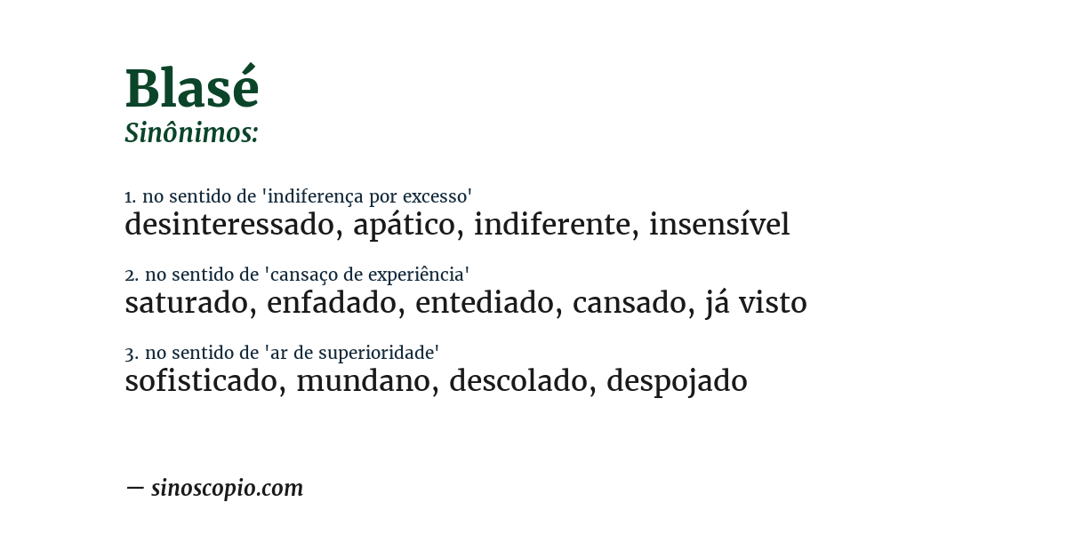 Sinônimo de blasé