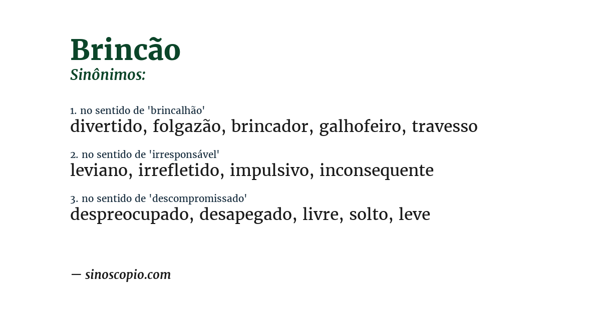 Sinônimo de brincão