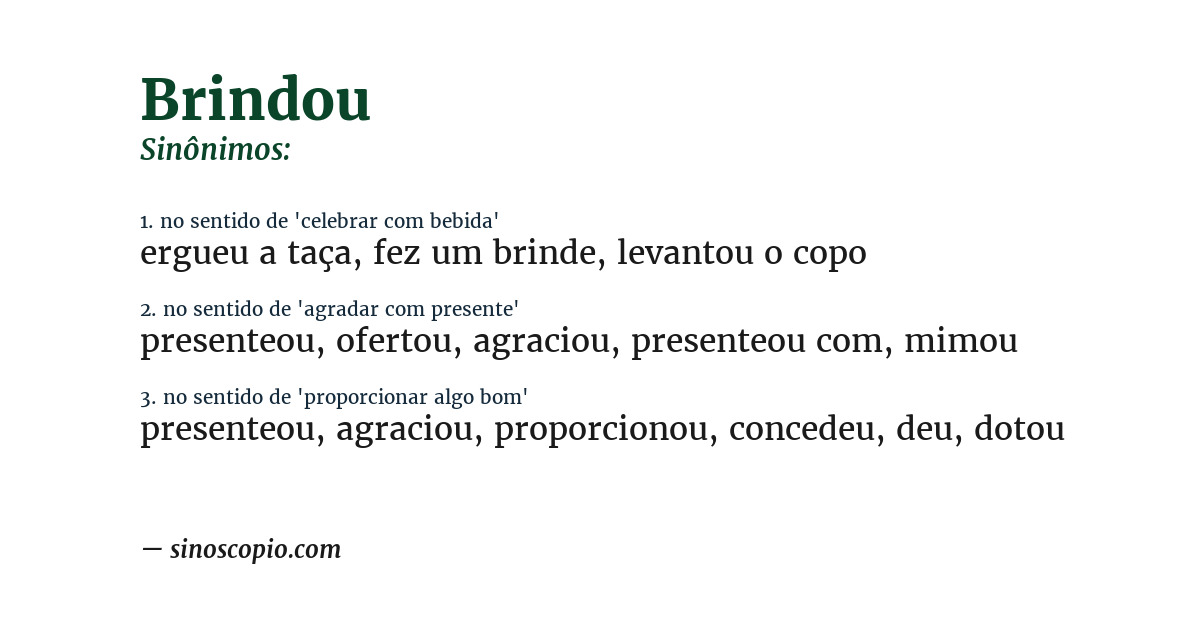 Sinônimo de brindou