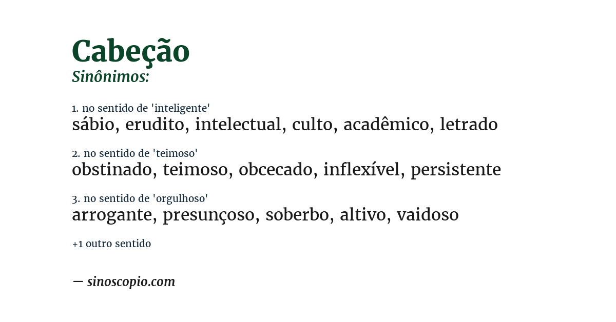 Sinônimo de cabeção