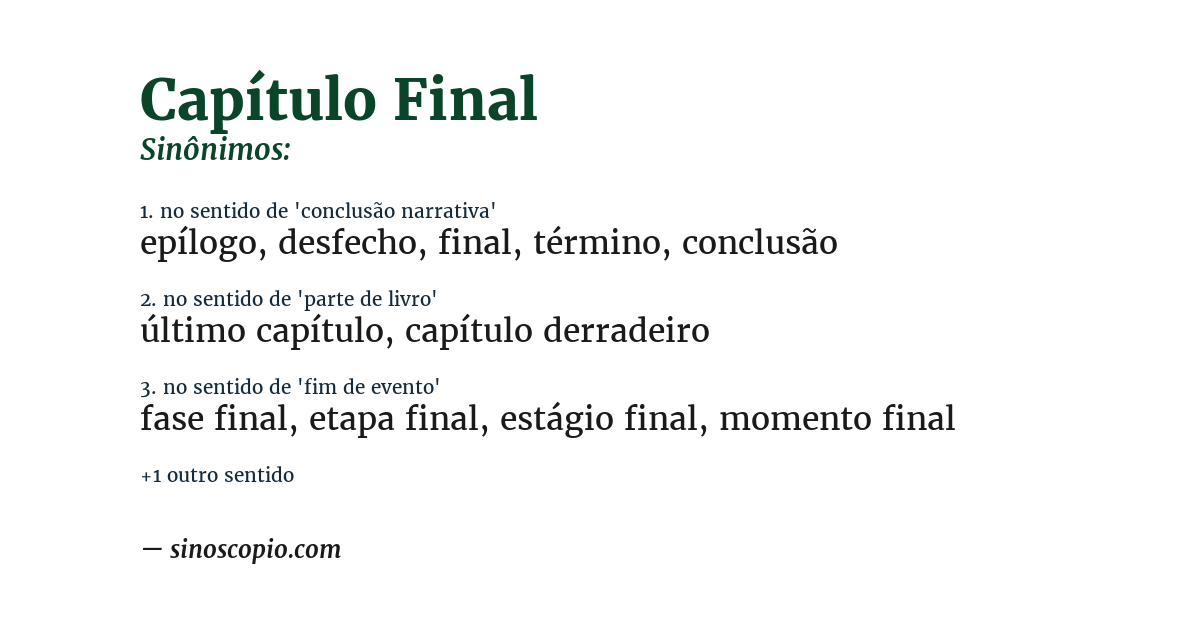Sinônimo de capítulo final