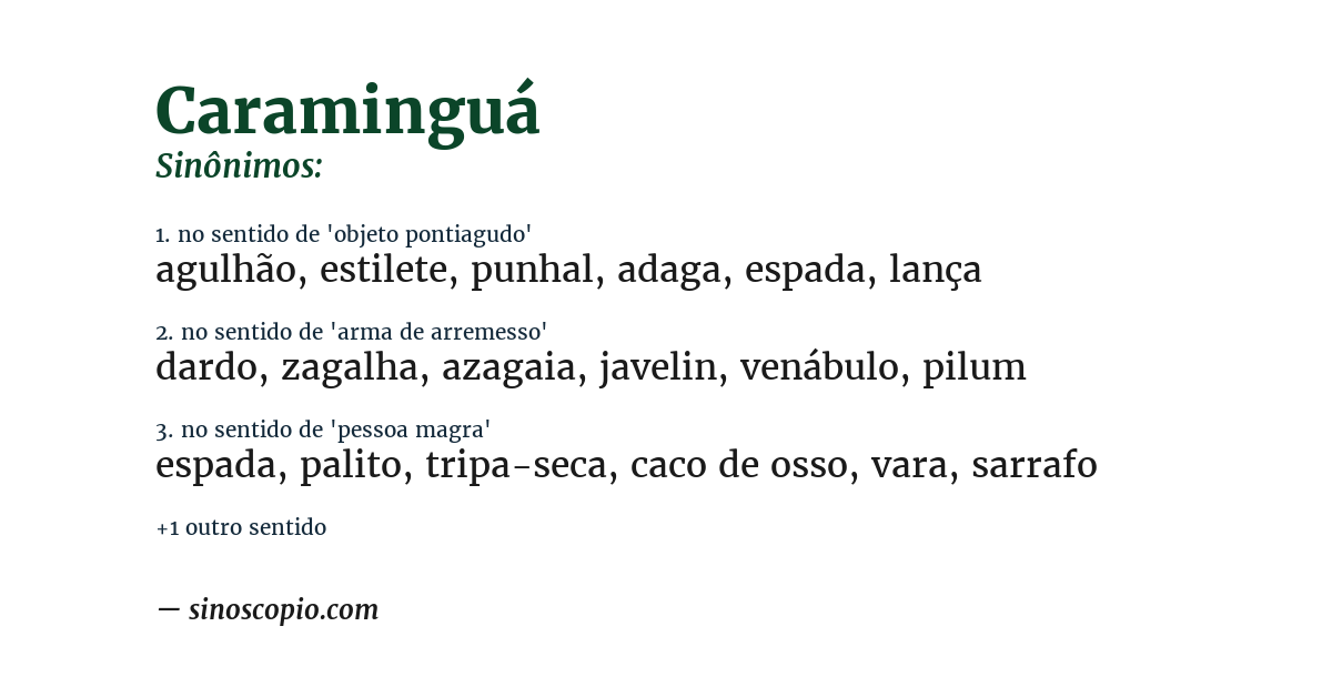 Sinônimo de caraminguá